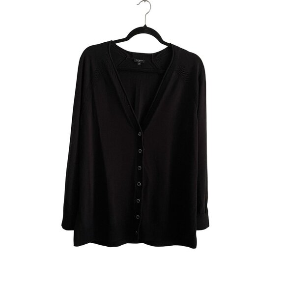 Talbots Petite Women LP Black Knit V-Neck Button Up Raglan Girlfriend Cardigan - Picture 1 of 11